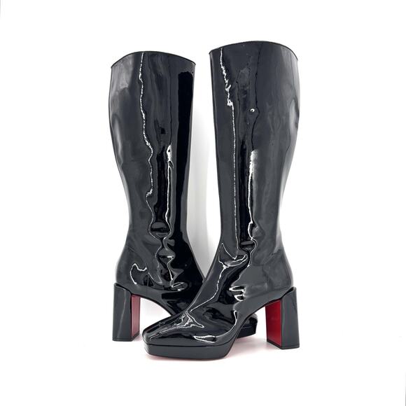 NEW Christian Louboutin Alleo 90 Patent Knee High Platform Boots 41 - Picture 2 of 9